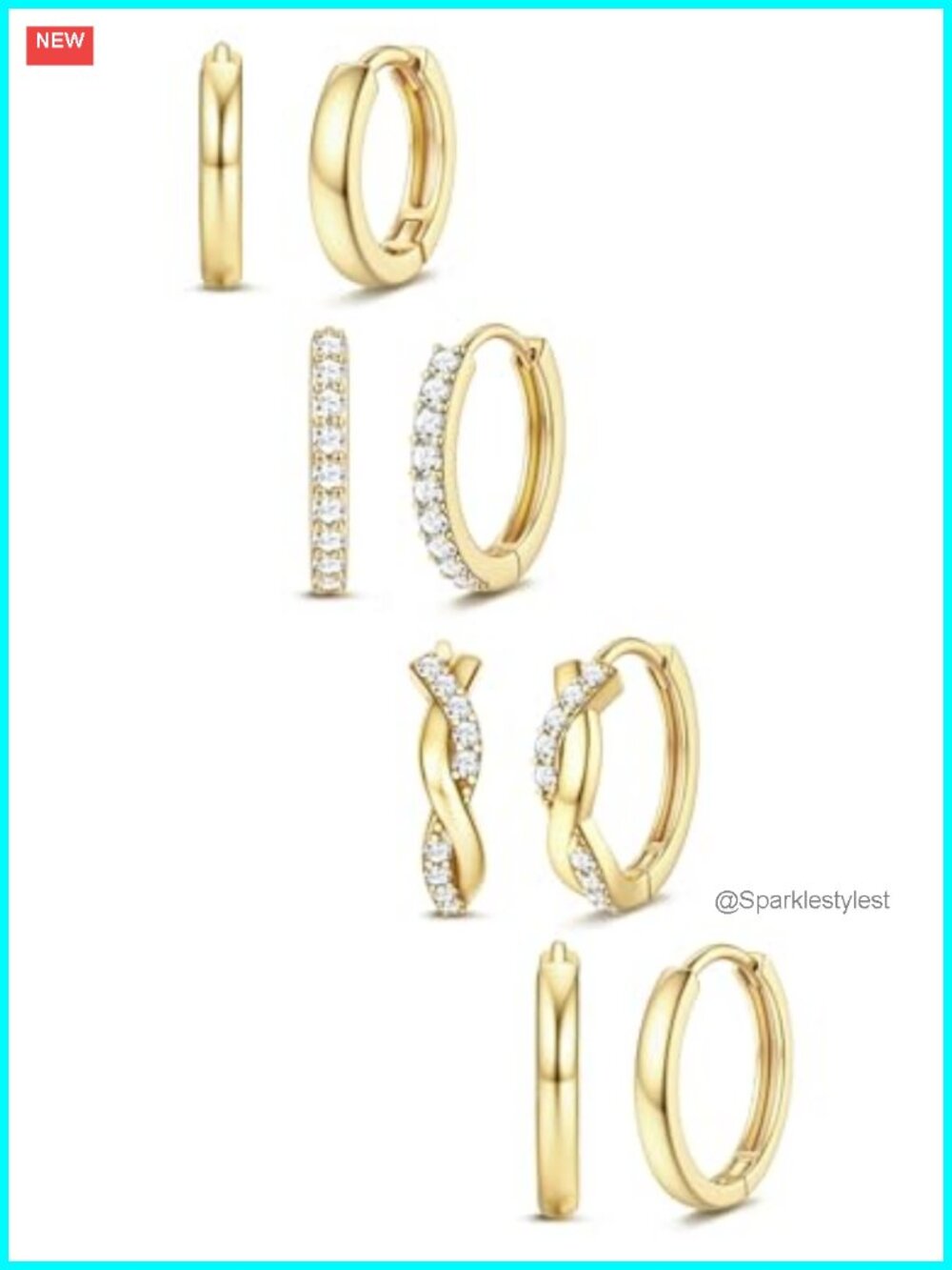 14K Gold Plated Hypoallergenic Small Hoop Earrings Set Huggie Cubic Zirconia